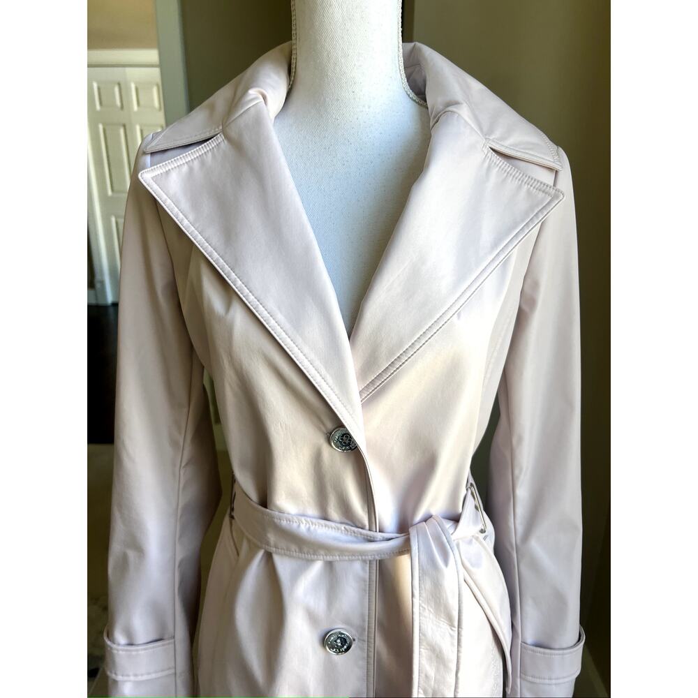 NWOT Calvin Klein blush pink belted water resistant trench coat size S - Picture 2 of 11